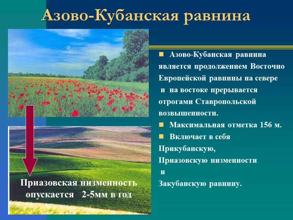 Географическое положение прикубанской низменности