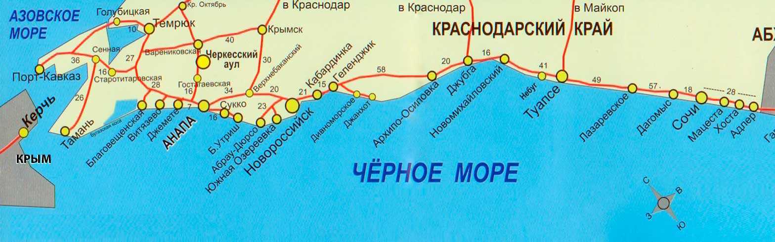 Карта Юга России с городами Подробная туристическая карта Юга России на русском языке , с городами, курортами и достопримечательностями, поможет туристам