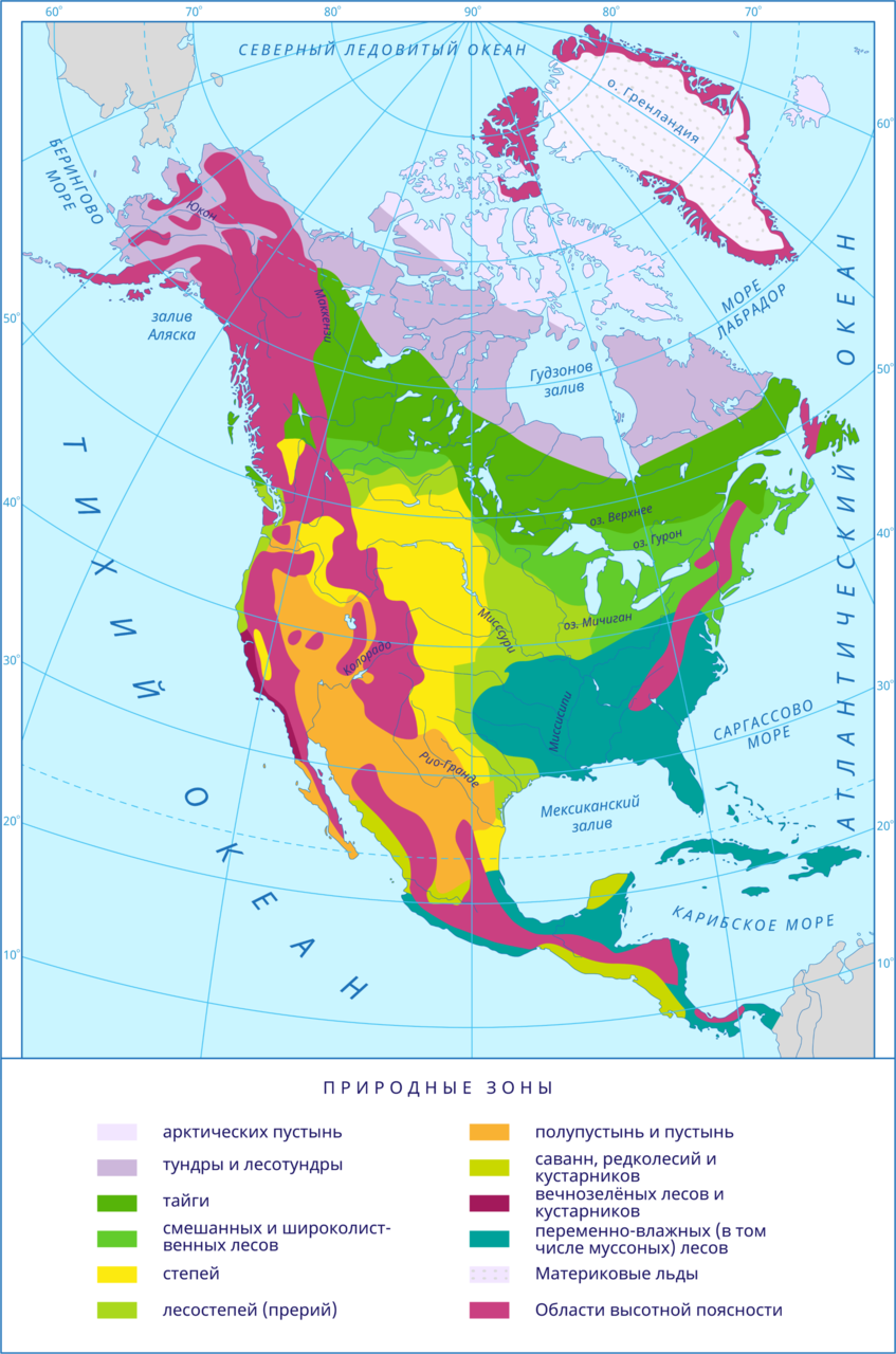 Какой пояс занимает большую часть северной америки. Карта климатических зон Северной Америки. Карта природных зон Сев ам. Карта природных зон Америки. Карта природных зон Северной Америки 7 класс.