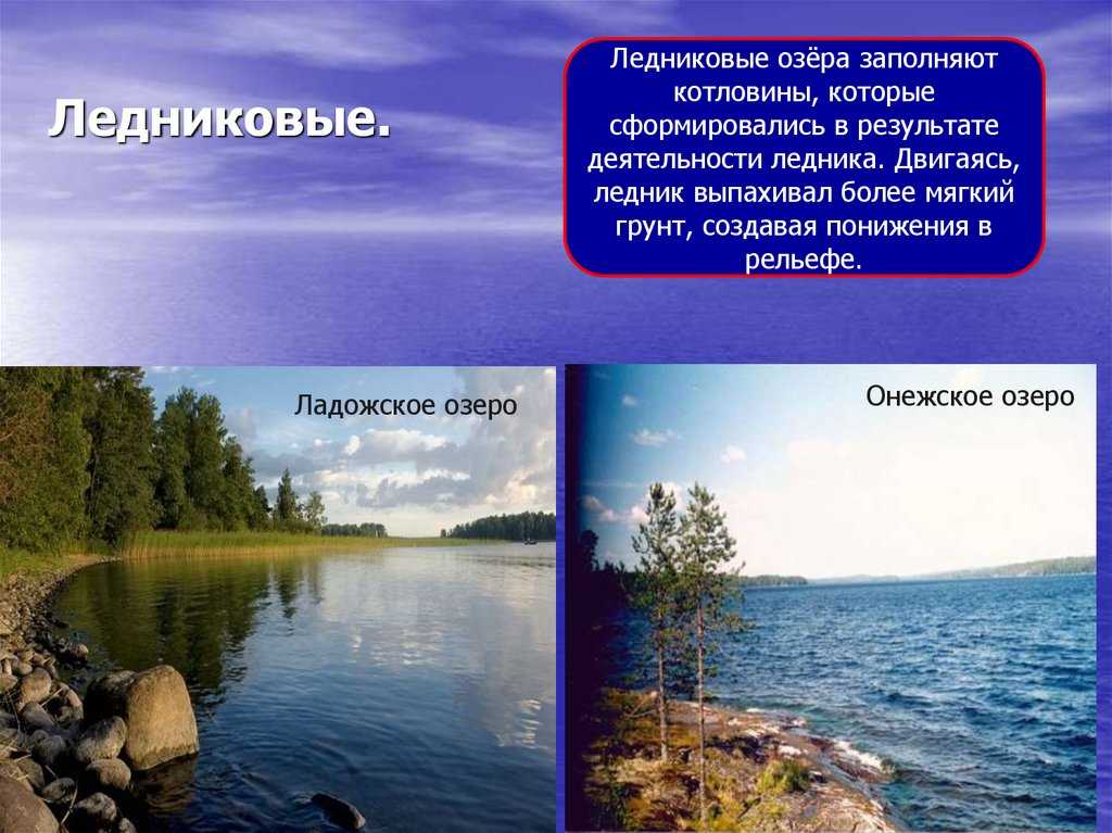 Типы озер по географическому положению: горные, равнинные, прибрежные