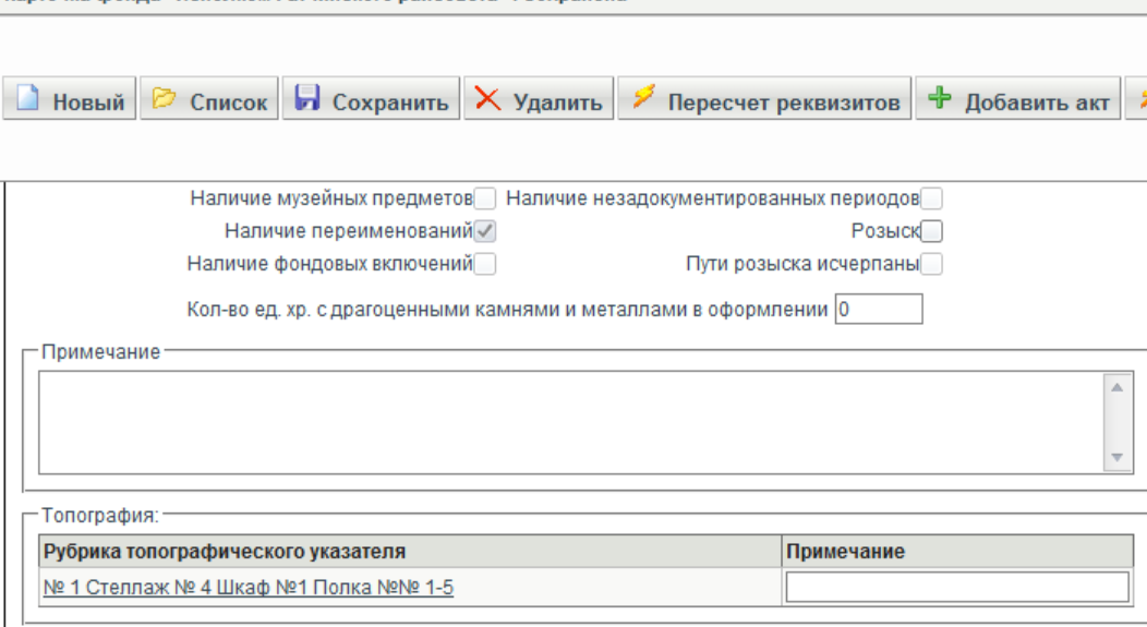 Карточка пофондового топографического указателя пример