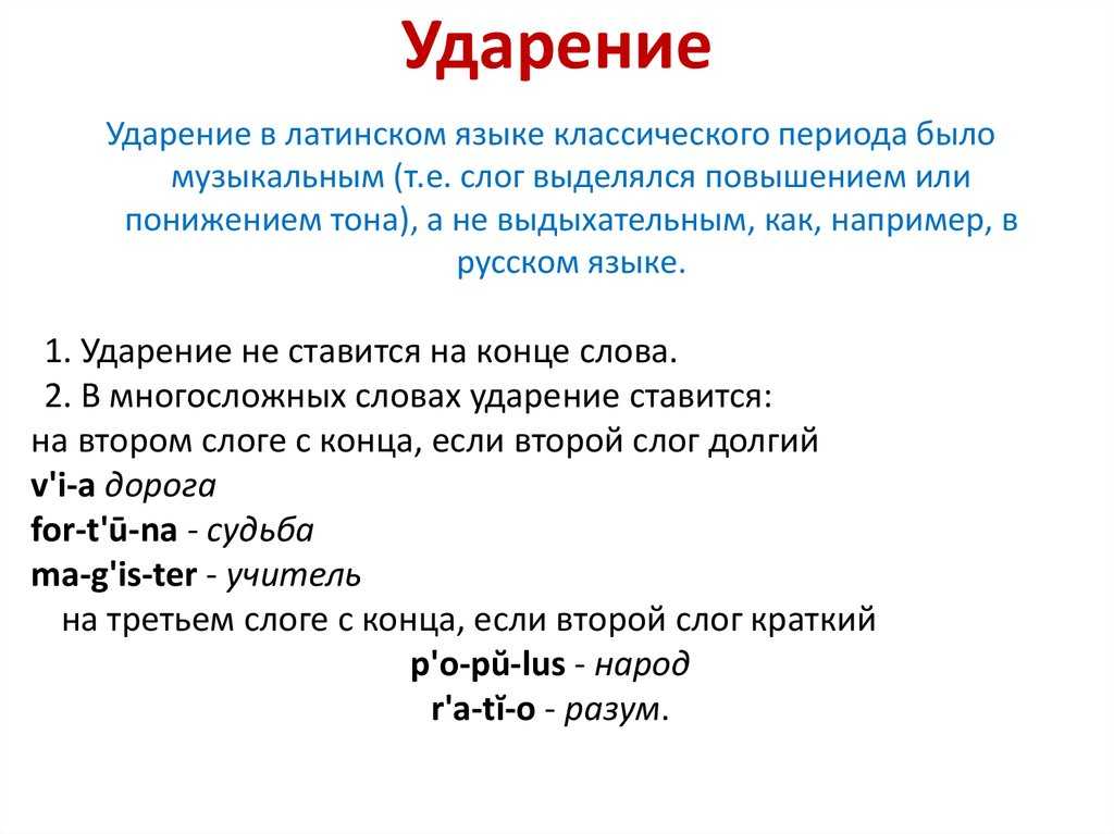Презентация на тему ударение. долгота и краткость слогов
