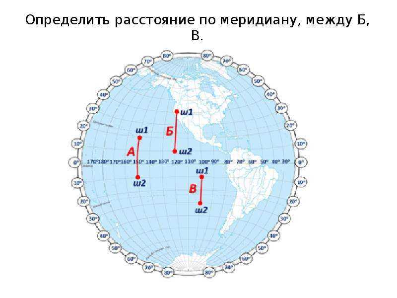 Расстояние по меридиану 110 между крайней