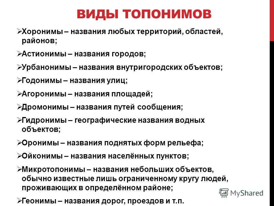 Общее представление о топонимии