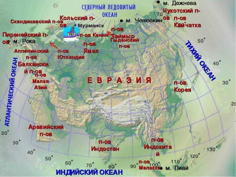 Европа омывается океанами. Моря которые омывают материк Евразия. Географическое положение Евразии крайние точки. Заливы проливы полуострова Евразии. География крайние точки Евразии и их географические координаты.