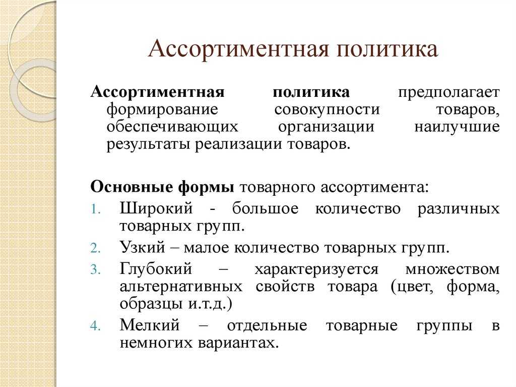 Базовые принципы ассортиментной политики компании