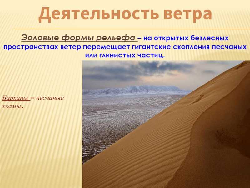 Формы рельефа, созданные воздействием ветра и воды