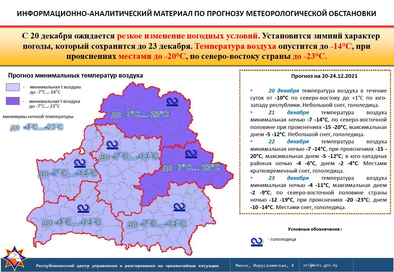Сообщение о неблагоприятных климатических условиях