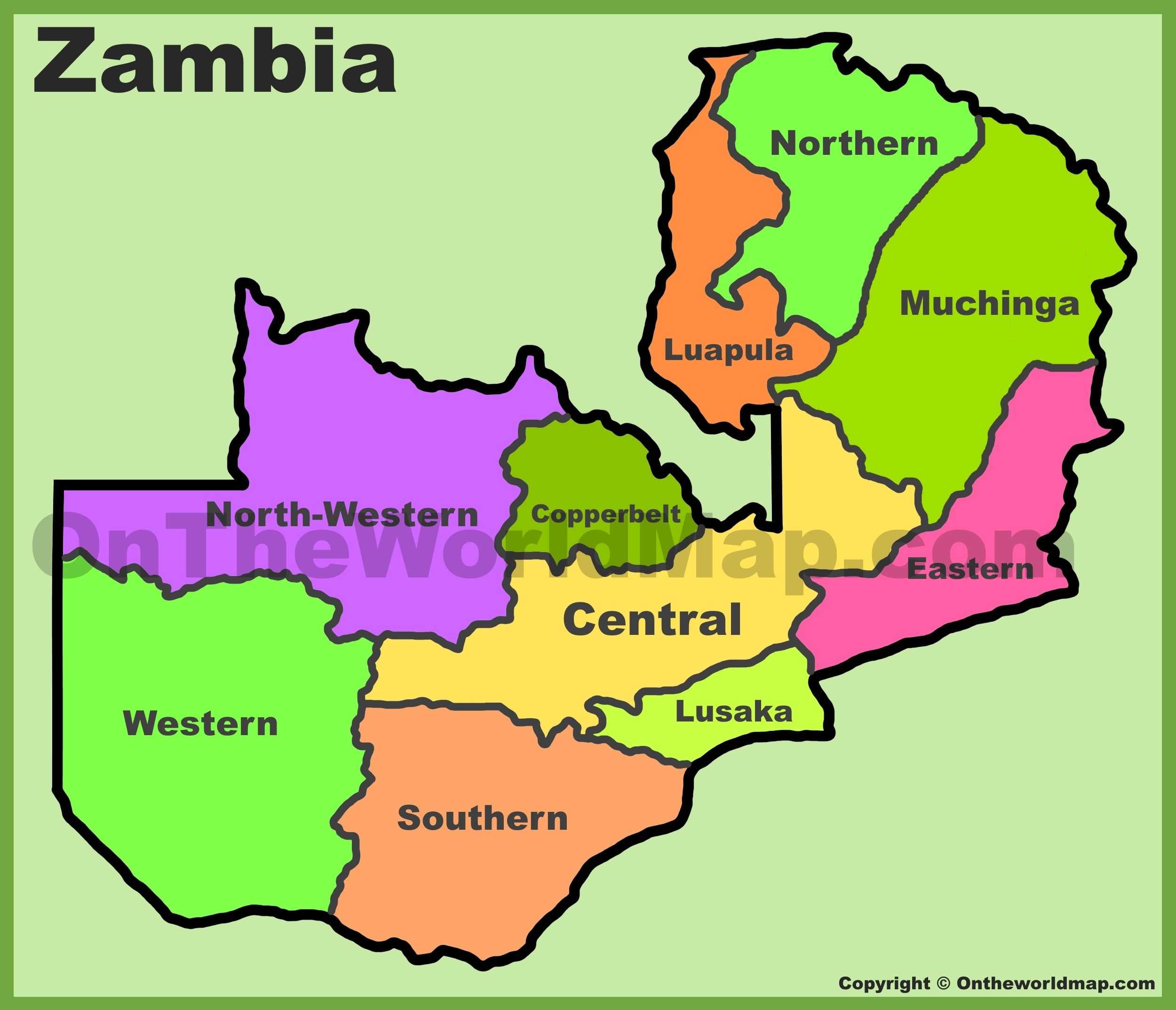 Lusaka map - lusaka province, zambia