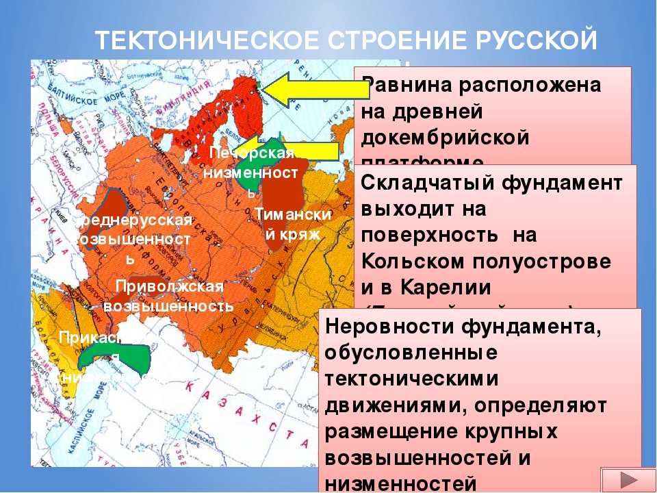 Какие платформы лежат в основании евразии. Геологическое строение Восточно европейской равнины. Геологическое строение: Восточно-европейская равни. Тектоническое строение Восточно европейской равнины. Тектоническая структура Восточно-европейской равнины.