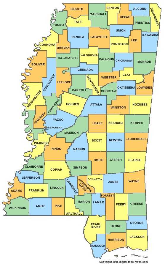 Kosciusko map - town - attala, mississippi, usa