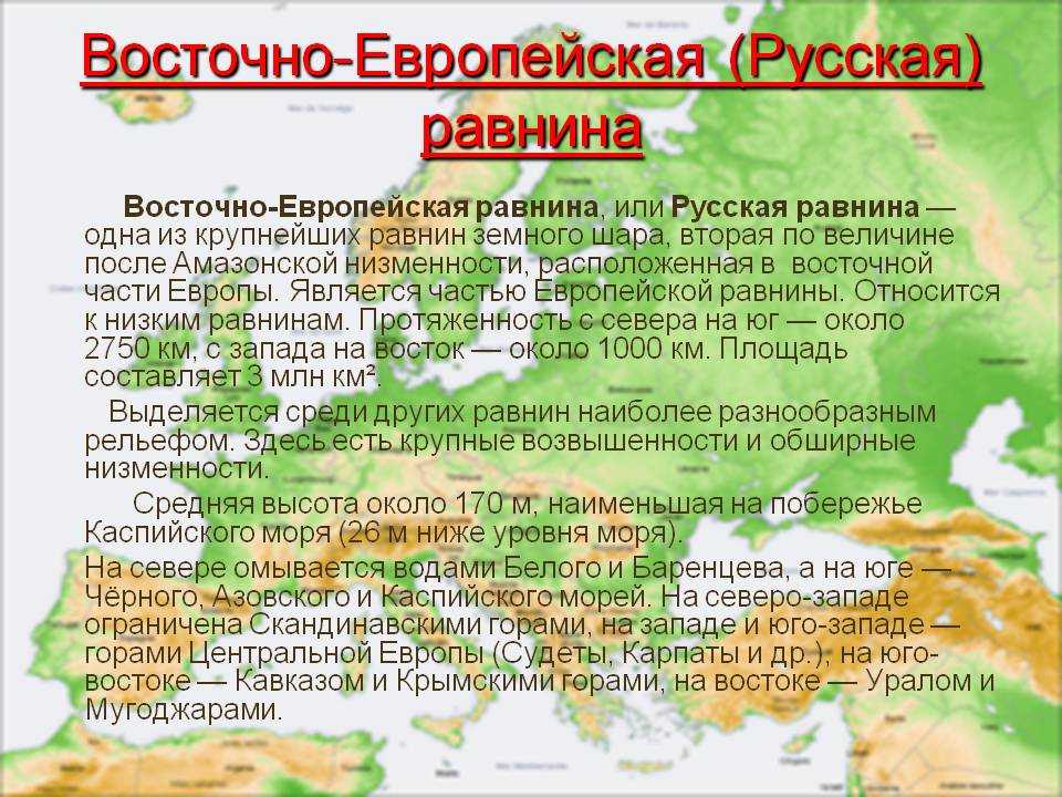 Описание восточно европейской равнины по плану география 5 шаг за шагом