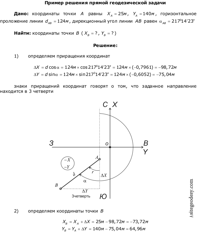 Координаты 2 2 найти угол. Формулы решения прямой геодезической задачи. Прямая и Обратная геодезическая задача. Решение прямой и обратной геодезической задачи. Прямые и обратные задачи геодезии.