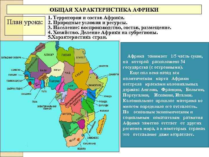 Эгп тропической африки кратко. список использованных источников