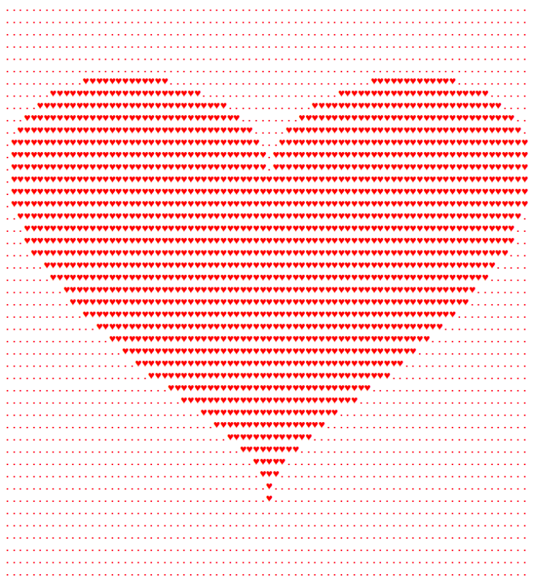 Символ сердца. Сердце из символов. Сердце из смайликов. Сердце из точек. Текстовое сердце