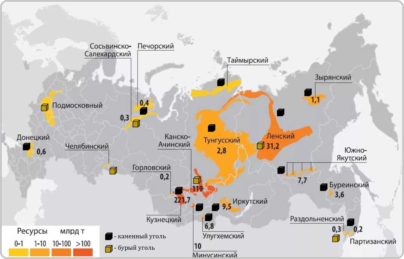 Карта добычи каменного угля