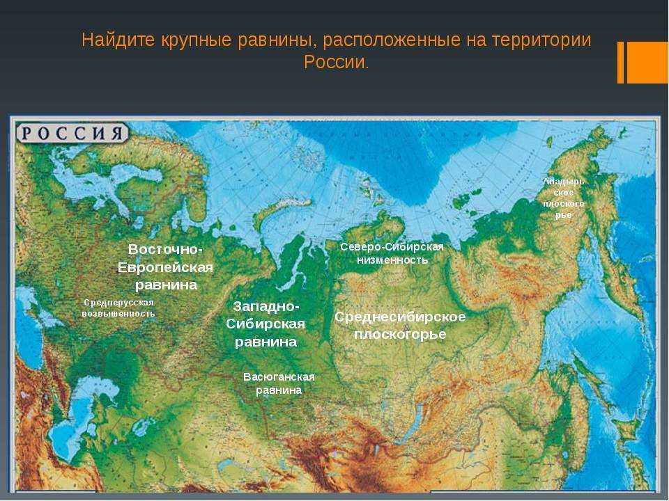 Из которых расположено именно в. Равнины Плоскогорья низменности на карте России. Самые крупные равнины России на карте. Рельеф России низменности Плоскогорья. Крупные формы рельефа России на карте.