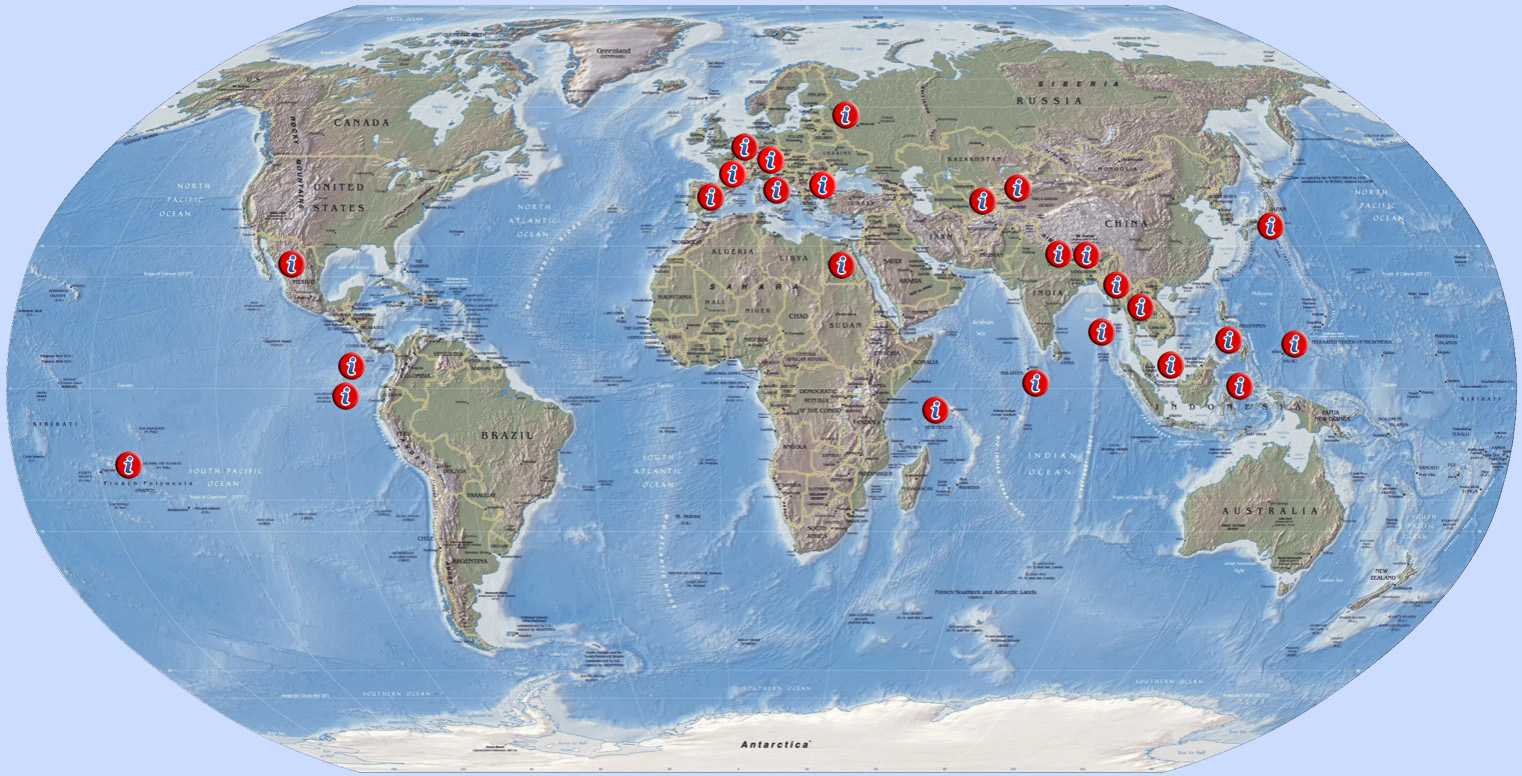 Местоположение х. Крупнейшие водопады на карте. Всемирная карта.
