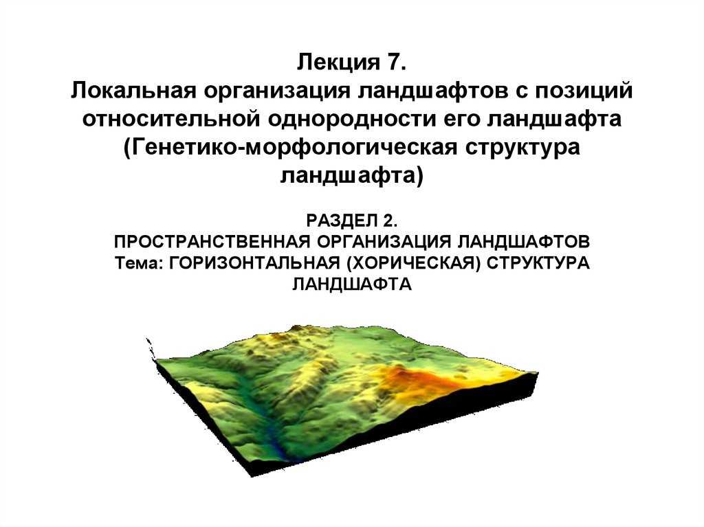 Презентация на тему иерархия геосистем и морфологическая структура ландшафта. (тема 2)