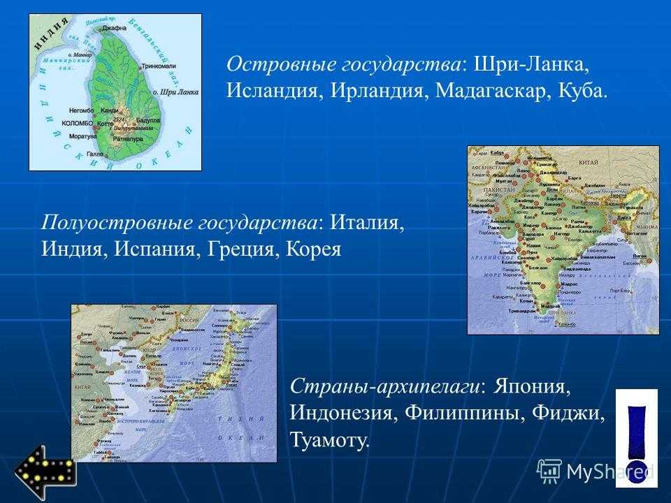Типы стран по географическому положению с примерами