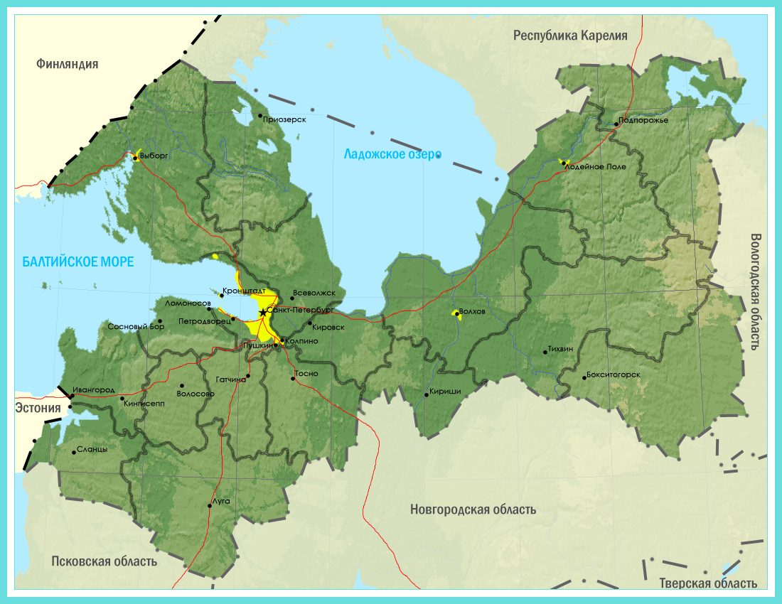 Карта ленинградской области 2023 крупно с городами и поселками