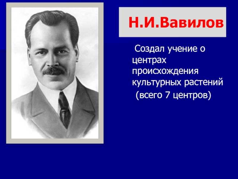 Презентация на тему: "учение о центрах происхождения культурных растений по н. в. вавилову.". скачать бесплатно и без регистрации.